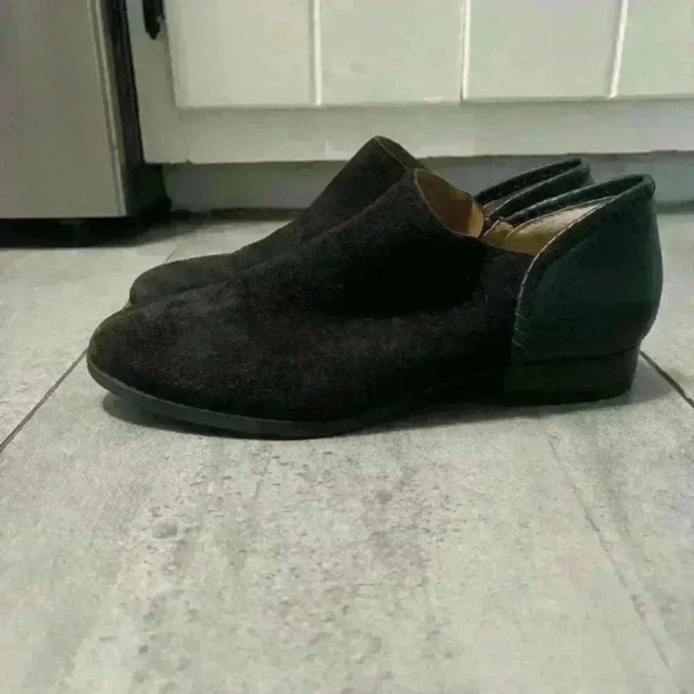 Jack Rogers Avery Black Leather Suede Whipstich Low Ankle Booties Size 8